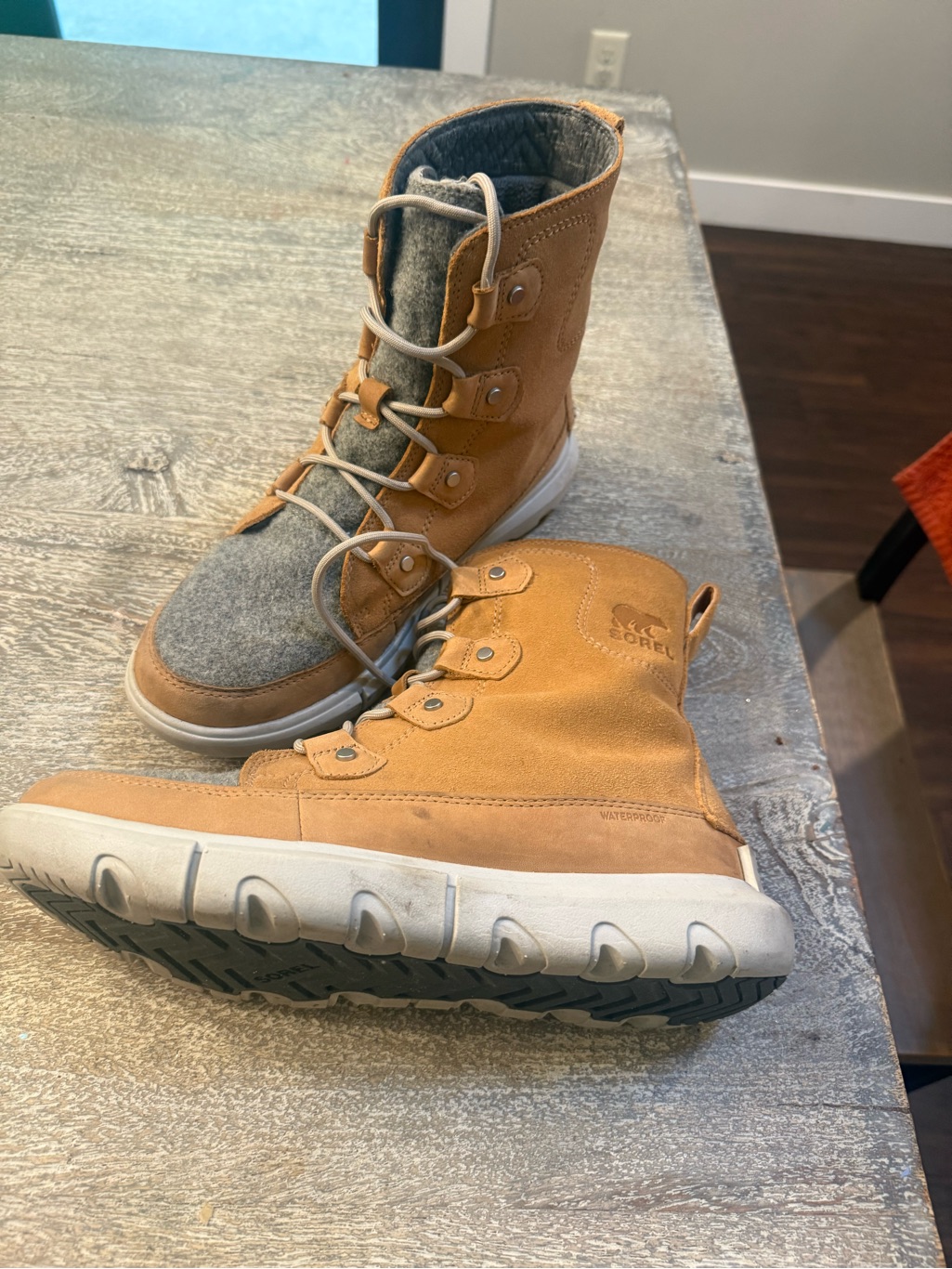 Sorel Women’s Tan And Grey Waterproof Lace-Up Boots